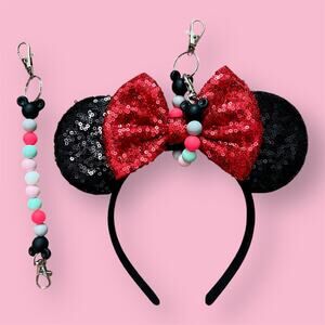 Electric Dreams Minnie Ears Holder | Disney-Inspired Handmade Beaded Ears Clip